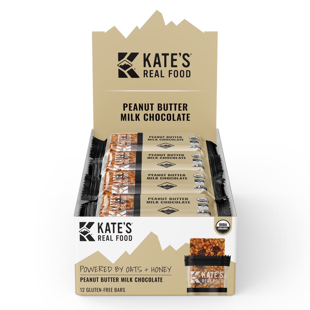 Kate's Real Food Bar, Peanut Butter Dark Chocolate - 12 pack, 2.2 oz bars