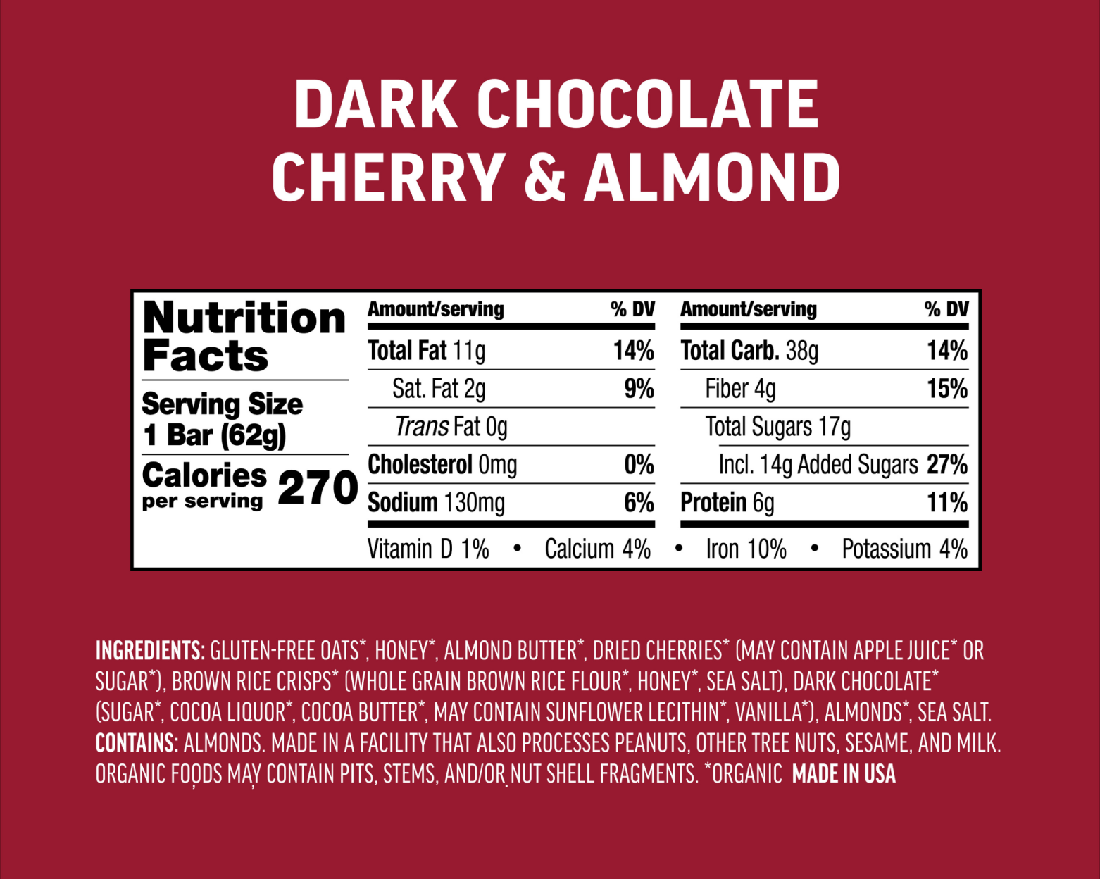 Dark Chocolate Cherry & Almond Bars - Fundraising