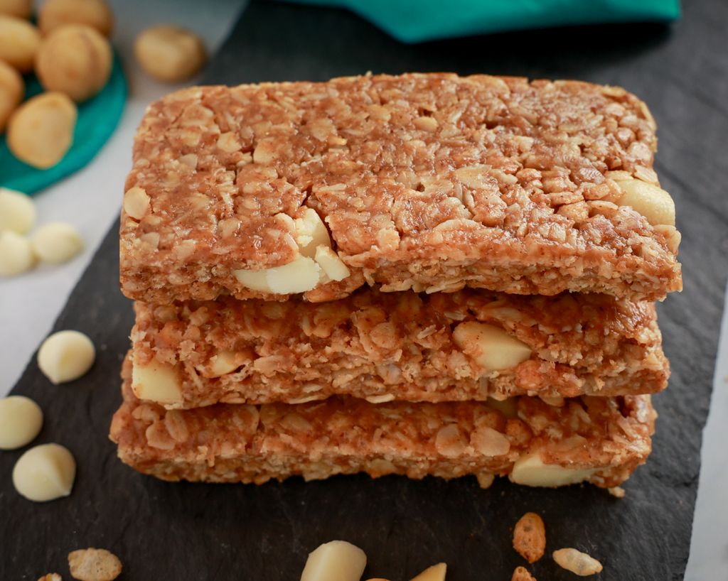 White Chocolate Macadamia Bars