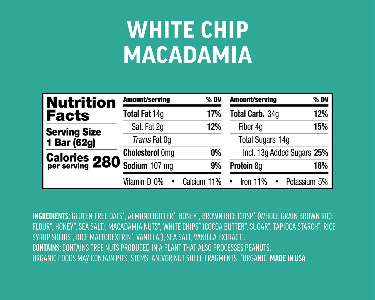 White Chip Macadamia Energy Bar