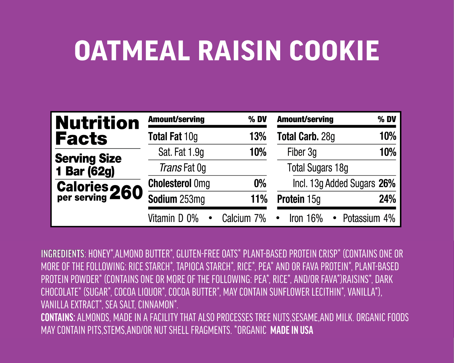 Oatmeal Raisin Cookie Protein Bar