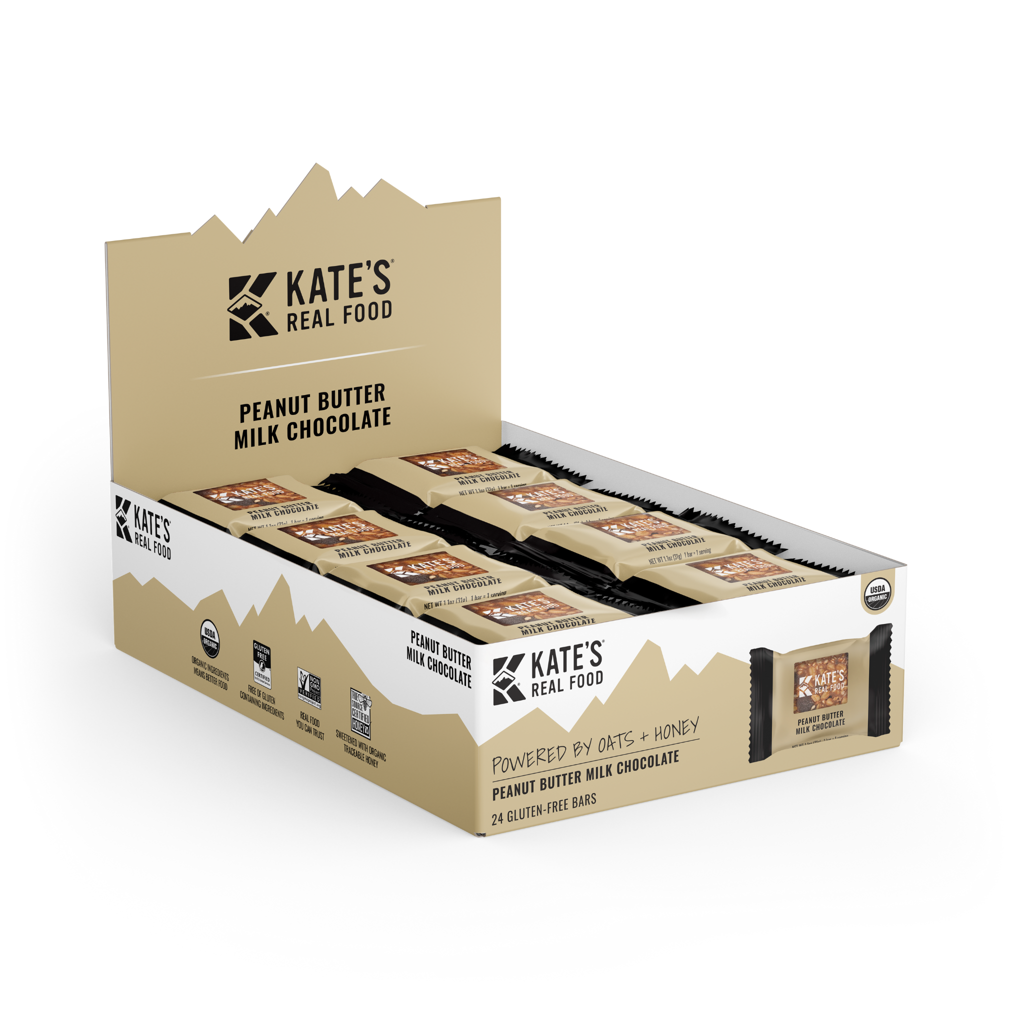 Kate's Real Food Peanut Butter Milk Chocolate Mini Snack Bars